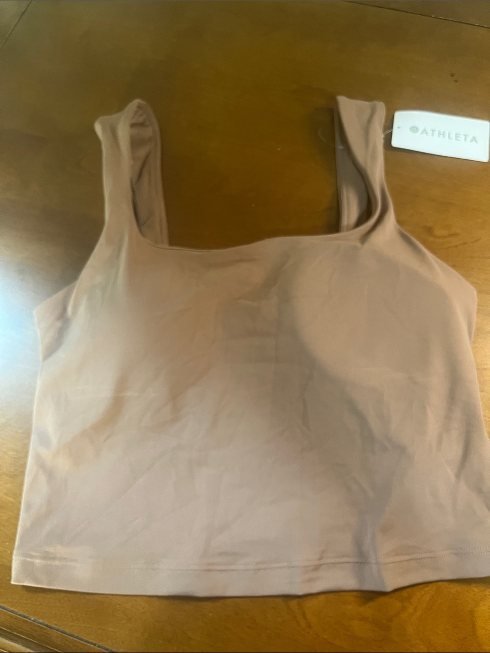 NWT Athleta Transcend Square Neck Crop Bra— Taupe Medium